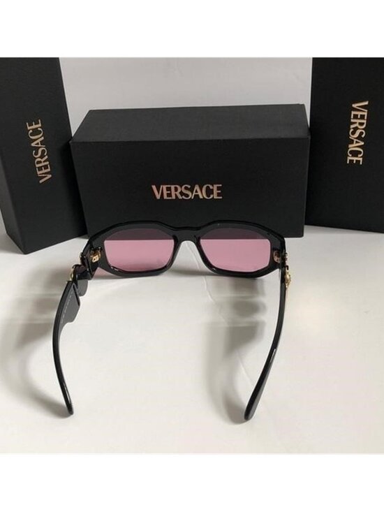 New Versace Women’s Black Frame Sunglasses with Pink Lenses and Gold Accents main image 10